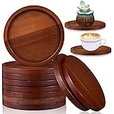 Patelai 10 Pcs Round Acacia Wood Coasters for Planters Small Plant Saucer 3.74 Inch Acacia Wood Planter Drink Saucer Trays DIY Resin Coasters Gifts Tabletop Planters Protection Decoration