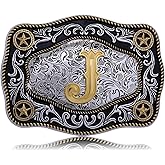 Absbolo Western Belt Buckle Initial Letters ABCDJMR to Z Large Gold Cowboy Belt Buckle Cowboy Belt Buckles for Men Women