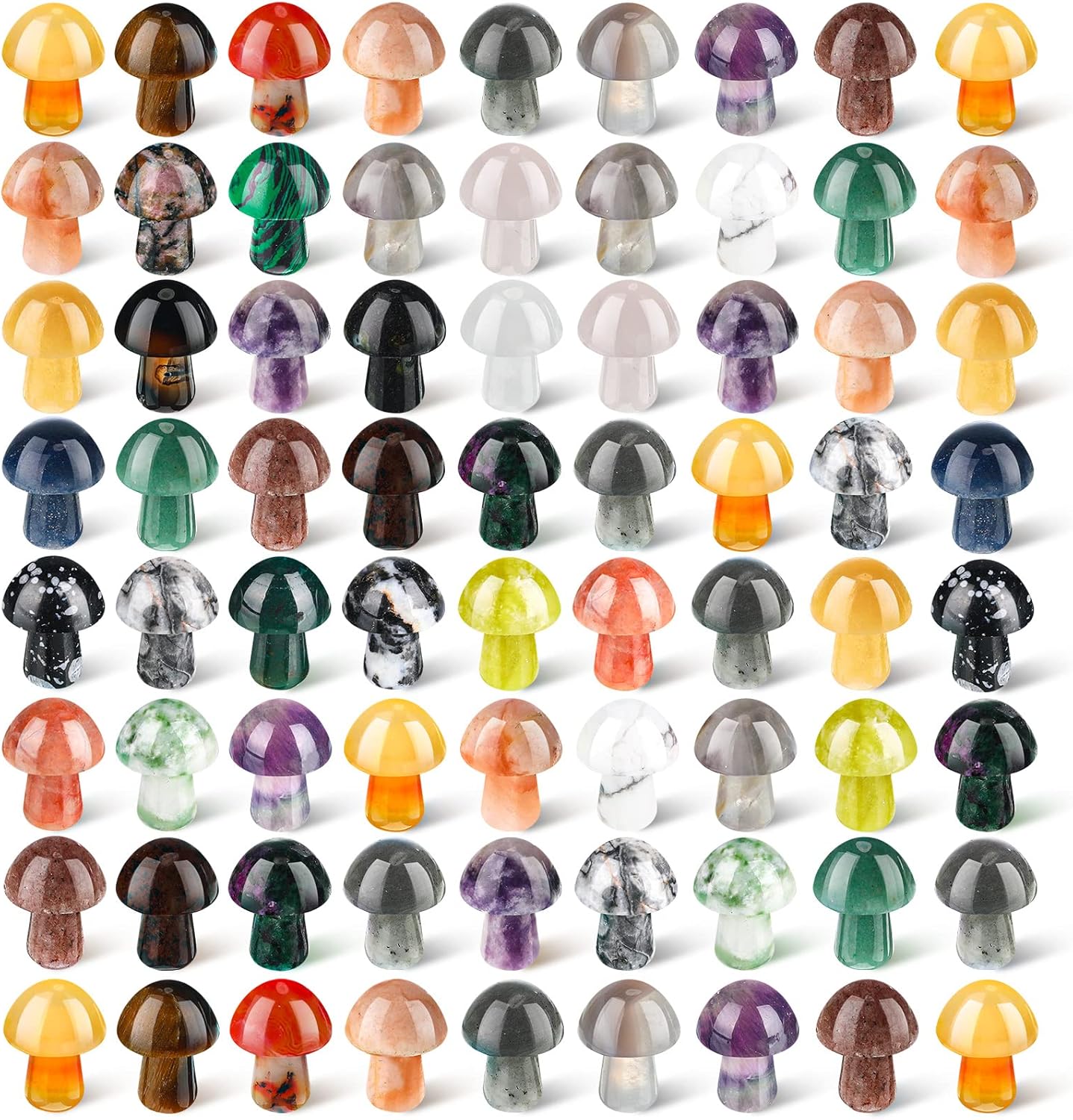 Hardscaping Materials - 72 Pcs Crystal Mushroom Sculpture Decor Hand Carved Polished Healing Mushroom Shape Crystals Gemstone Mushrooms Mini Quartz Mushroom for Witchcraft Supplies DIY Meditation Pot Outdoor Yard Home Decor