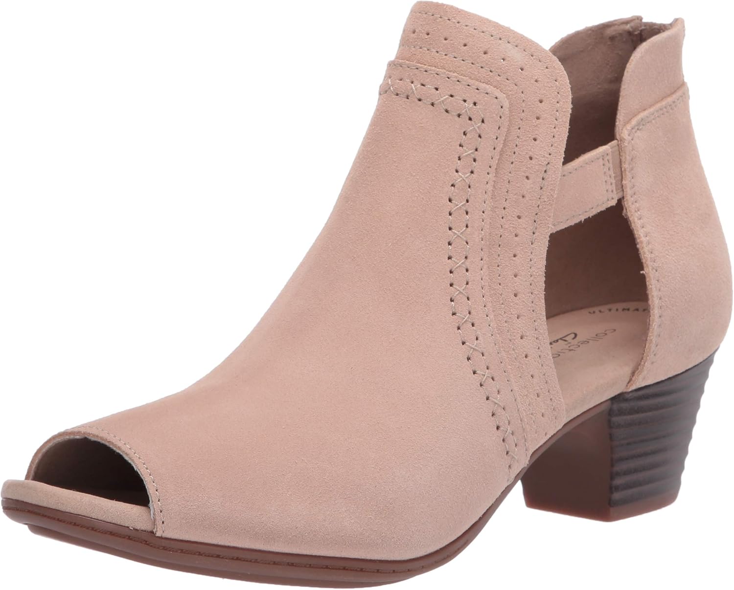 clarks nubuck leather perforated heeled sandals