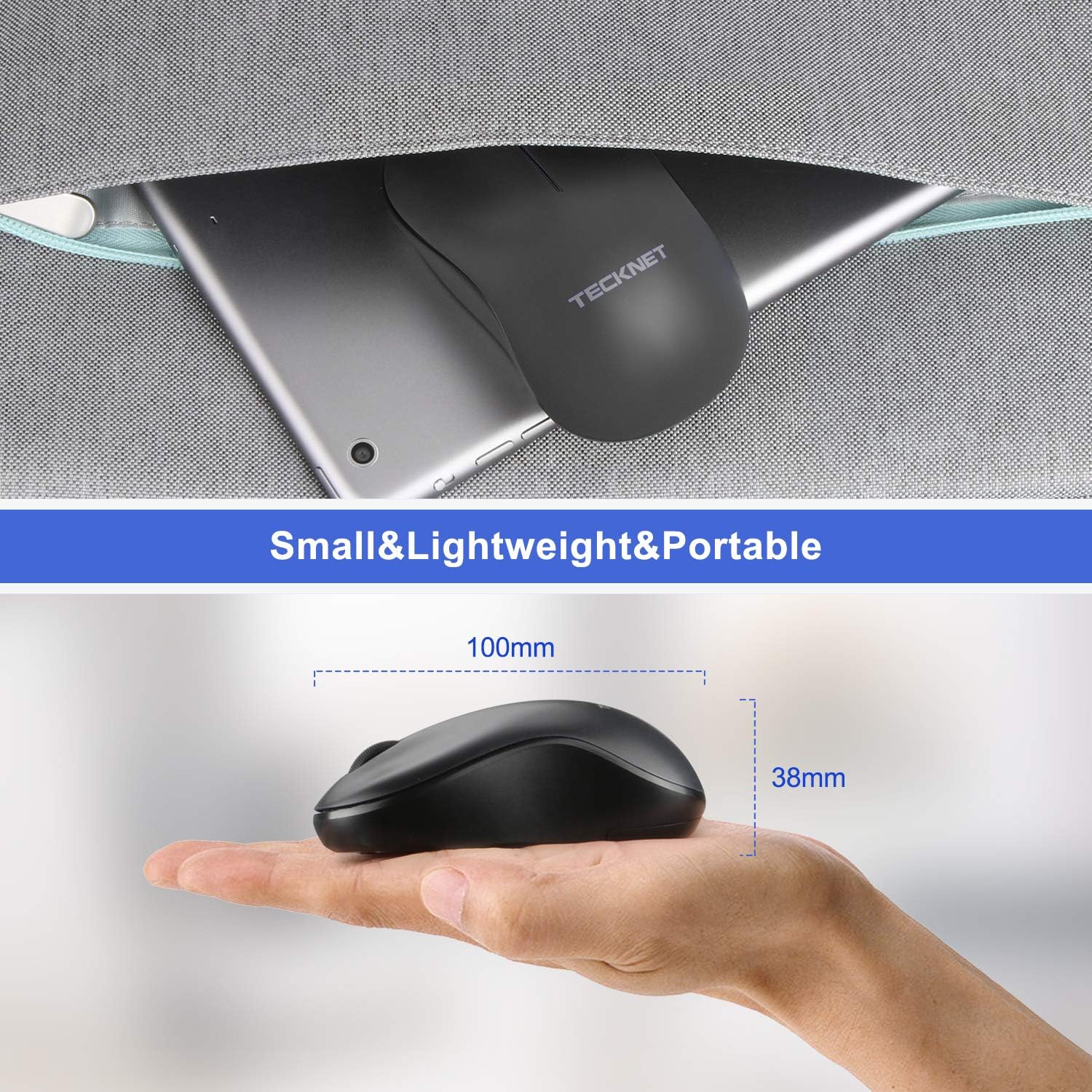 TECKNET Silent Wireless Mouse for Laptop 2.4GHz Portable Computer Mouse Wireless with USB Mini Receiver - Image 4