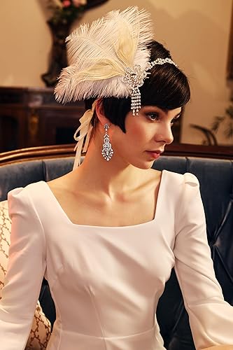 BABEYOND 1920s Flapper Feather Headband Roaring 20s Showgirl Great
