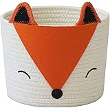 T&T Homewares Small Cute Orange Fox Basket for Baby Diaper Organizer, Baby Laundry Baskets, Nursery Storage, Kids Room Organi