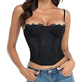Raxnode Lace Bustier Corset Tops for Women - Sexy Going Out Party Club Top with Buckle