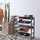 Keplin 5 Tier Shoe Slots Rack Space Saving Organizer 75.5 x 18.5 x 75.5 cm Black view 2