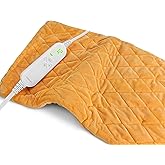 HELLOMOTO Weighted Heating Pad, 12 x 24 inch, 2.2 lb, Electric Heat Pad with Timer, 12 Heat Settings, Yellow-YH01