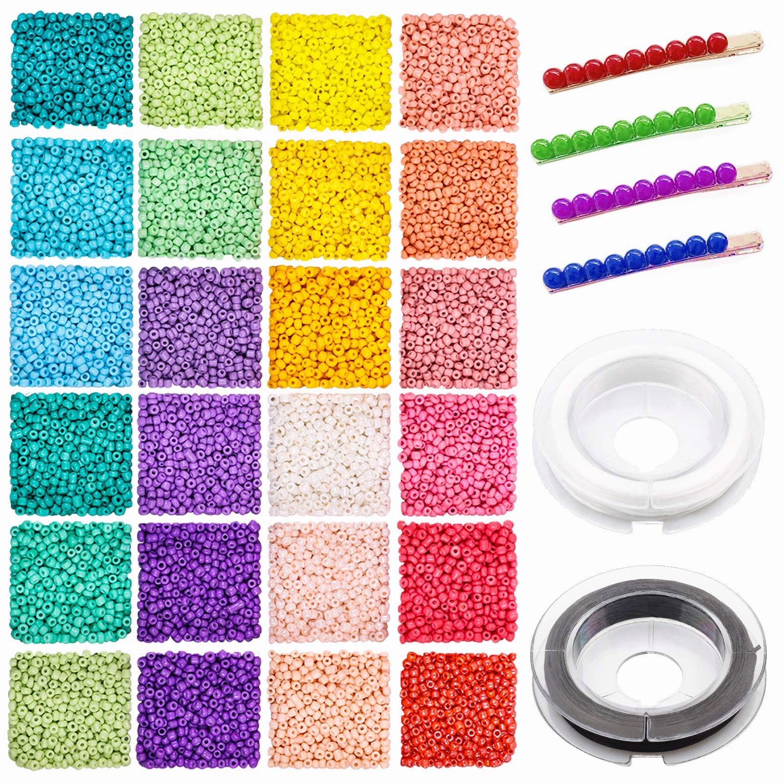 Prettme 7200pcs 2mm Glass Seed Beads for Jewellery Making Kit, 24 Colors Small Pony Tiny Beads for DIY Bracelets Necklaces Earrings and Crafts — image 1