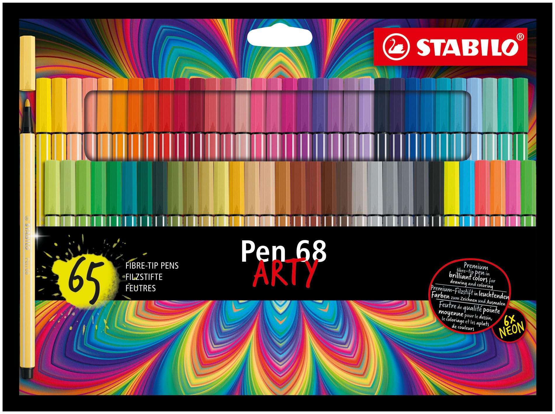 STABILO Pen 68 - Premium Fibre-Tip Pen - ARTY - Pack of 65 - Assorted Colours — image 1