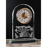 Unique Happy 70th Birthday Gifts for Women, Men, Mom, Dad, Grandma, Grandpa, 70 Year Old Birthday Present Quartz Clocks with Blessing Decorations for Her, Him, Parents, and Couples