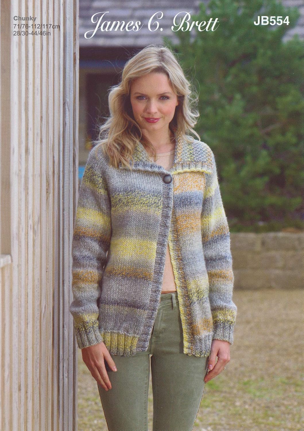 James C Brett JB554 Knitting Pattern Womens Collared Cardigan in Marble