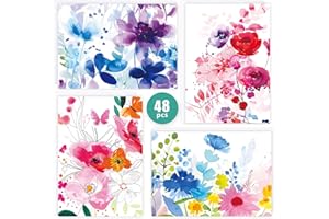 FUHITIM 48 Pack Blank Cards and Envelopes, Watercolor Flowers Blank Greeting Cards, Blank Cards for All Occasion