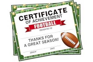 ADDUSTER 30 Pieces Rugby Achievement Award Certificates Children's Rugby Certificates Paper Games Achievement Certificates Children's Pre-School Kindergarten Schools(Football)