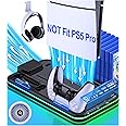 PS5 Slim Stand and Turbo Cooling Station with Controller Charging Station for Playsation 5, PS5 Accessories Kits Incl. 3 Levels Cooling Fan, LED, 15 Game Slot, Headset Holder for P5 Digital/Disc