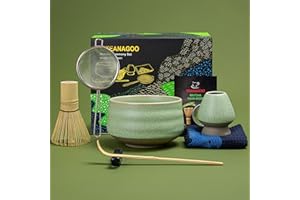 TEANAGOO Matcha Whisk Set, 7 Pcs Matcha Set, Matcha Kit for Ceremony, Matcha Tea Set for Making Breakfast/Matcha Latte, Matcha Whisk Set and Ceramic Bowl with All Accessories, Gift for Matcha Lover