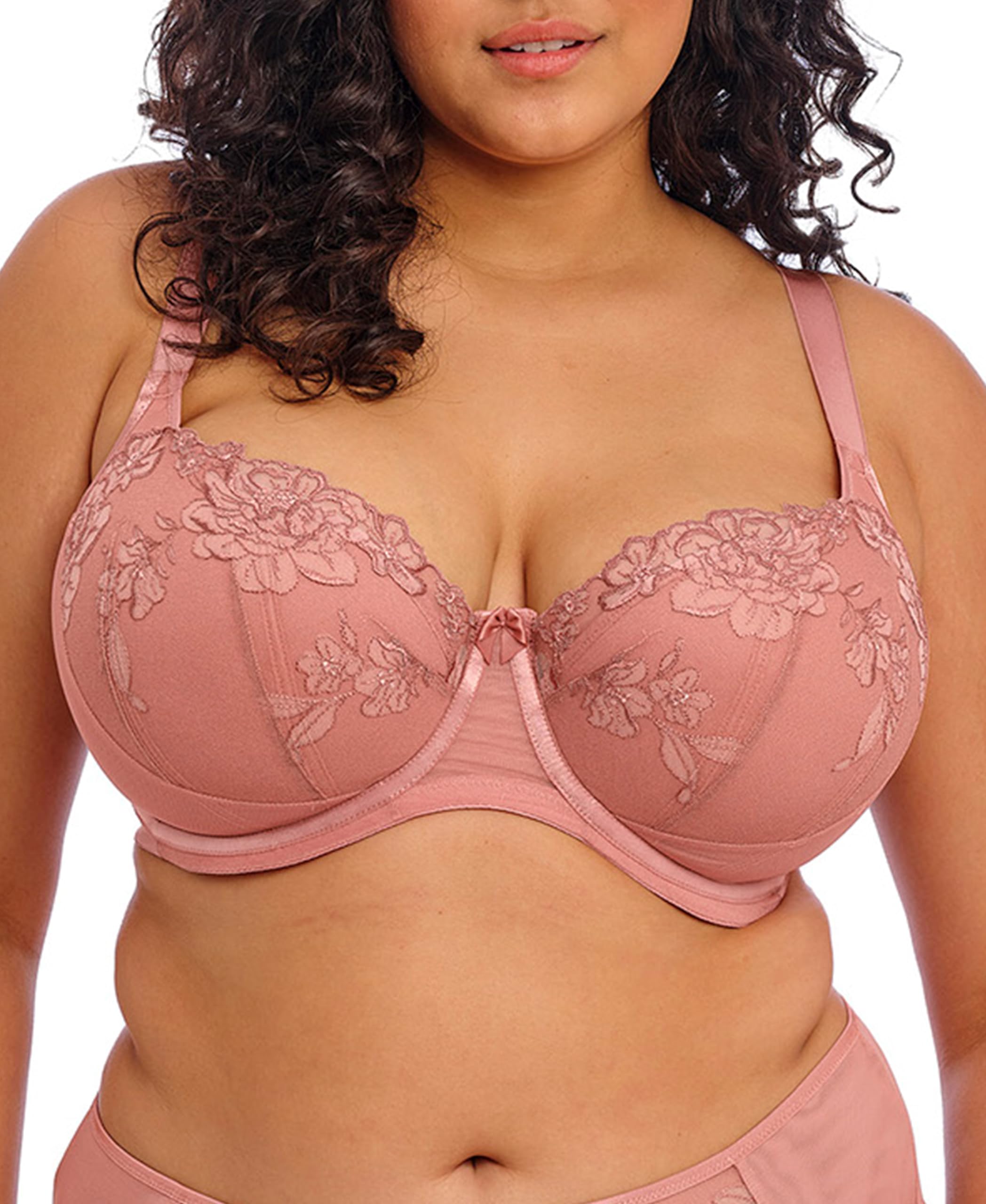 Elomi Women’s Teagan Underwire Padded Half Cup Bra, Ash Rose, 40H