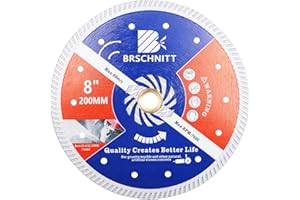 BRSCHNITT Diamond Blade for Concrete Masonry,8 Inch (200mm) with Arbor 1"-7/8"-5/8" Dry/Wet Continuous Rim Diamond Cutting Di