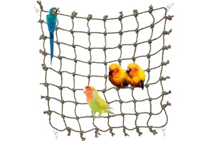 HOKABLE Parrot Climbing Net Jungle Fever Rope Small Animals Toys for Parakeets Lovebirds Finch Budgerigars Conure Cockatiel (M 16" x 16")