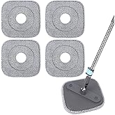 Yicotira Square Microfiber Mop Pads Compatible with True &amp; Tidy Spin Mop | Reusable Mop Replacement Pads for Square Spin Mop and Bucket - Washable Pads Fit for All 9 Inch Square Spin Mop (4 Pack)