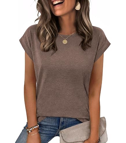 WIHOLL Womens Tops Summer Spring Outfits 2026 Fahion Clothing T Shirts Cruise Travel Vacation Essentials Dressy Casual Clothes Green Stripes S at Amazon Women's Clothing store