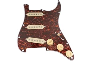 Musiclily Pro-SE ST-60SE Pre-wired SSS Pickguard with Staggered Alnico 5 Pickups for Strat Style Electric Guitar, Red Tortoise 4Ply