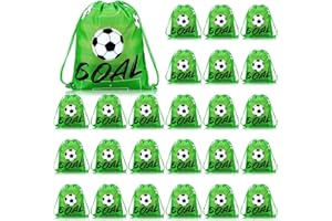 Sadnyy 24 Pcs Soccer Drawstring Bag Football Party Favor Backpack Sports Football Treat Bags Gift for Team Soccer Theme Birthday