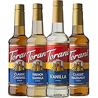 Torani Variety Pack Caramel, French Vanilla, Vanilla & Hazelnut, 25.4 Ounces (Pack of 4)