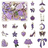 MakemadeDIY 16-132 PCS Cute Flower Leaf Heart Charms for Jewelry Making, Metal Enamel Pendants with Animal Fruit Beach Shape for Necklaces Bracelets Earrings Crafts