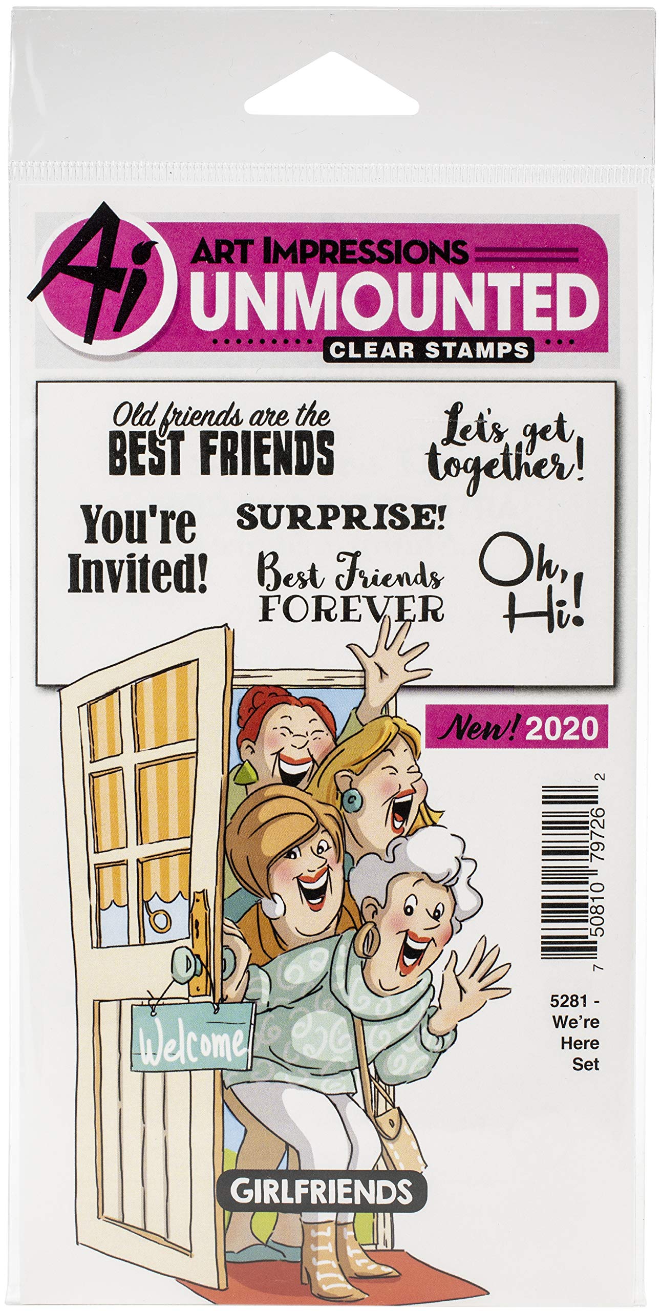 ART IMPRESSIONS Girlfriends Stamp We're HERE, We're Here, One Size
