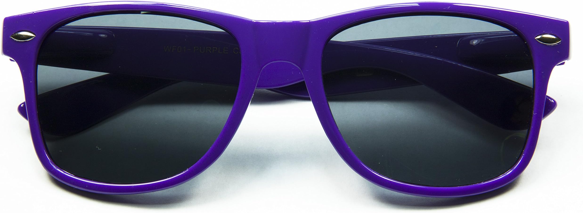 Classic Retro Horn Rimmed Wayfarer Sunglasses Metal Spring Hinge Comfort Fit (Purple)