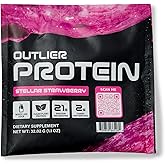 Outlier Protein - Plant Based Clear Protein Strawberry - Vegetarian & Vegan - Easy to Digest, Gluten Free, Sugar Free, Dairy Free, Soy Free (25 Single-Serving Packets, Strawberry)