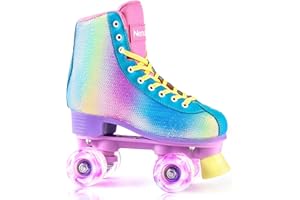 NEMONE Roller Skates for Girls, Women Roller Skates with Light up Wheels, Classic Shiny Mermaid Rollerskates, High Top Outdoor Indoor Skates for Adults Youth Kids