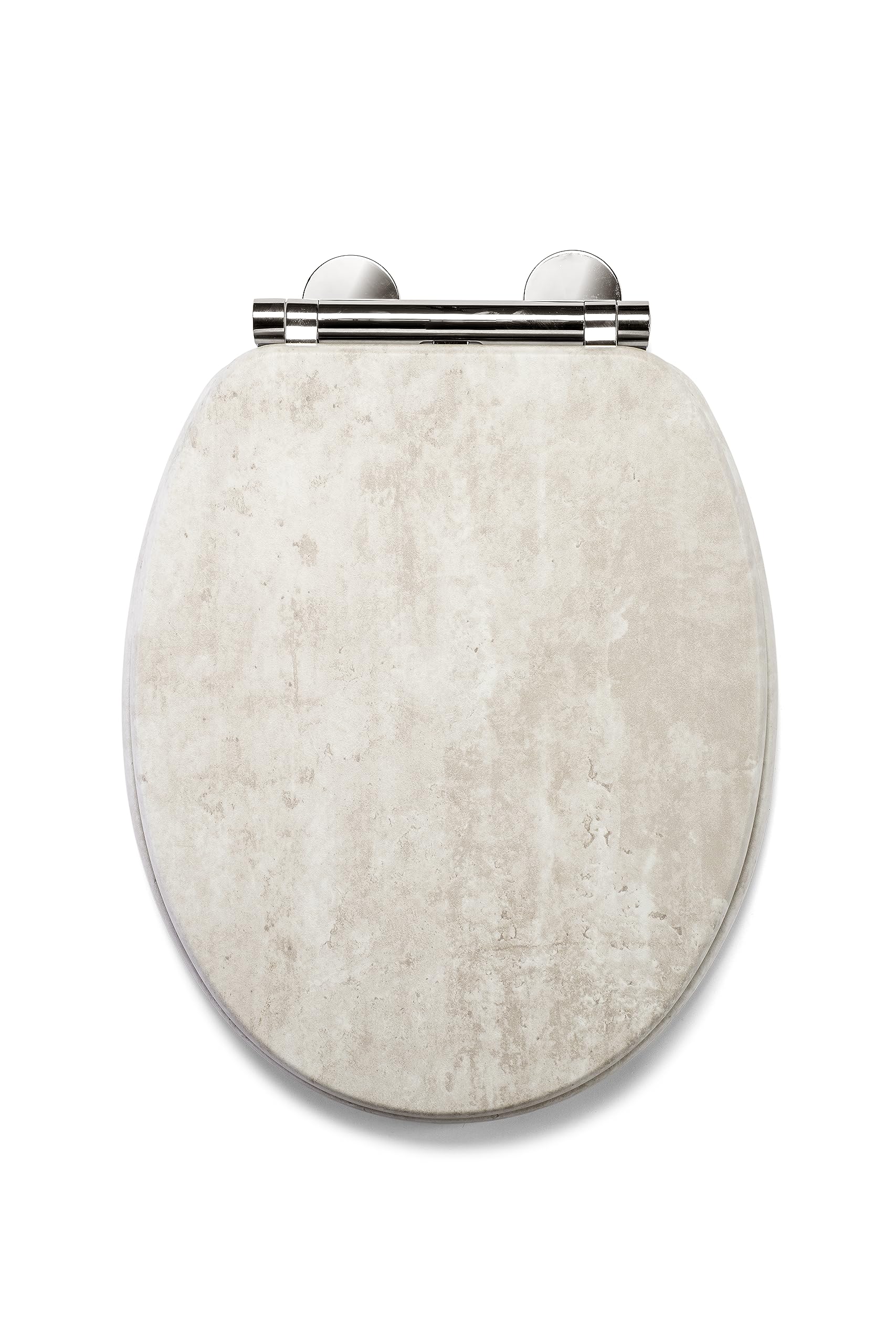 Croydex Cawdor Felxi-Fix Soft Close Toilet Seat - Quick Release Button for Easy Cleaning and Adjustable Hinges with Top and Bottom Fixings Included, Antibacterial Treated Surface (Pale Concrete)