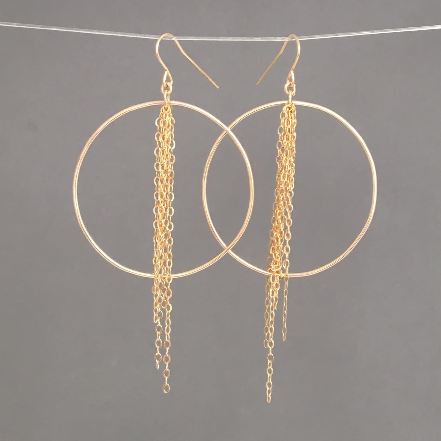 Chain Hoop Earrings in Gold Fill, Rose Gold Fill, or Silver
