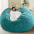 HDMLDP Bean Bag Chair for Adults Kids Without Filling Comfy Oversized Round Lazy Sofa Bean Bag Cover for Stuffed Animal Storage Bedroom Living Room Chairs, 6FT, Peacock Green