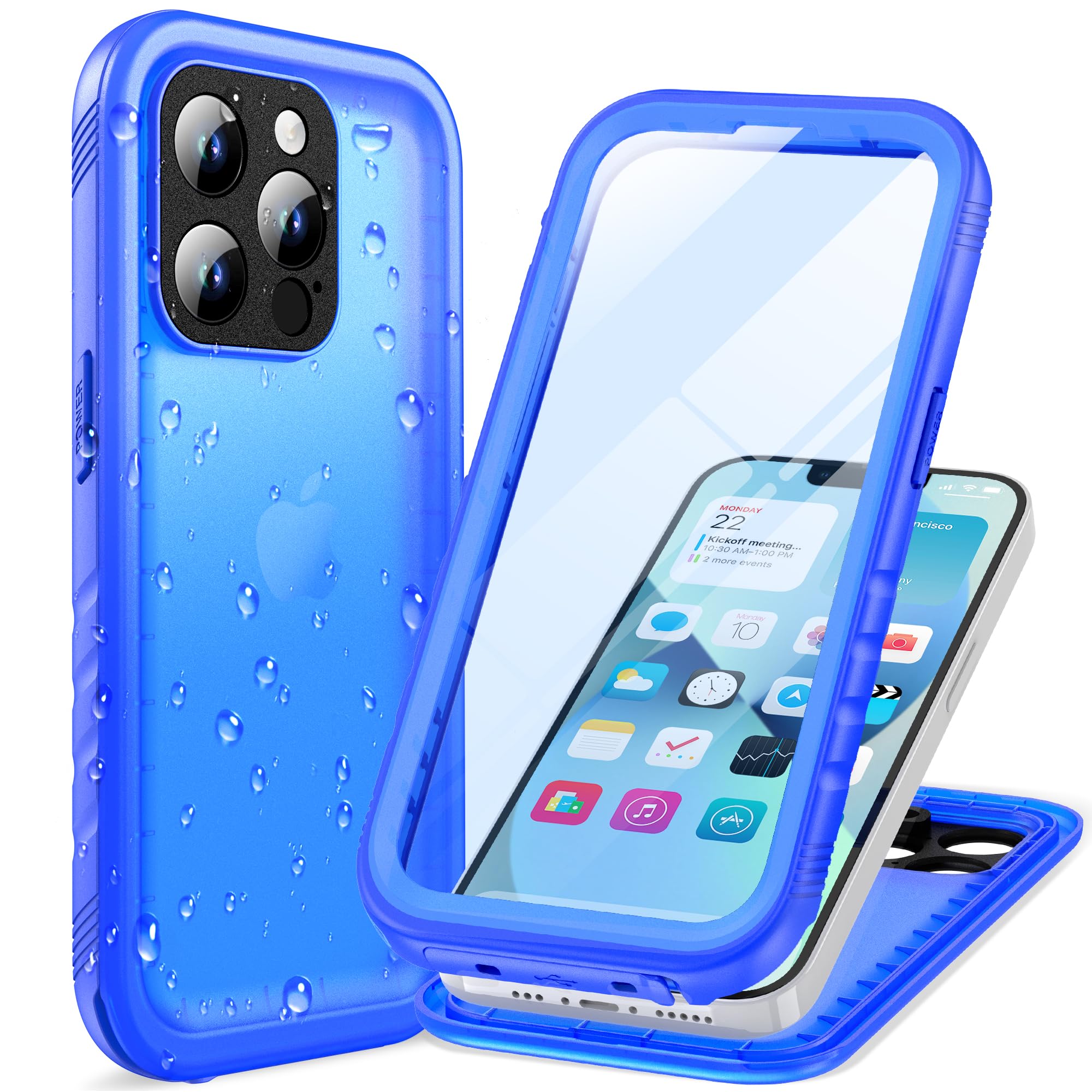 Cozycase for iPhone 13 Pro Max Waterproof Shockproof Case - Unbreakable/Heavy Duty/Front and Back【360 Full Body Protective】 Underwater Dustproof Antishock Hard Bumper Blue