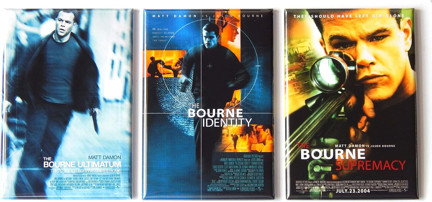 The Bourne Identity Movie Poster Fridge Magnet Set (1.75 x 2.75 inches each)