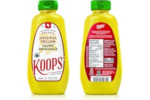 Koops' Organic Yellow Mustard, 325mL, Certified Organic, Gluten-Free, Vegan, Kosher, Clean Ingredients