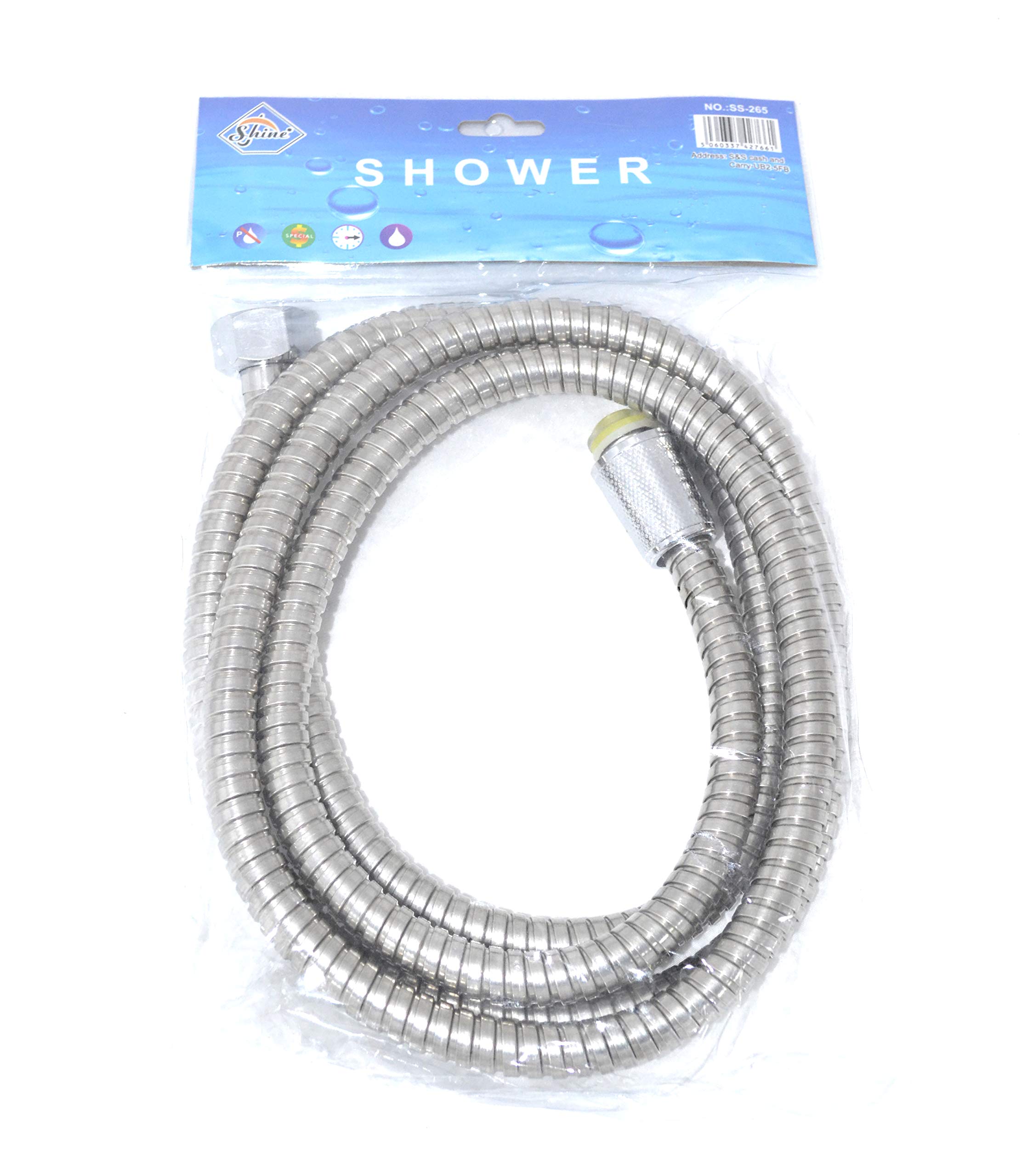Shine- Flexible Shower Pipe Chrome Look Bath Hose Flexible Replacement Pipe Choose Size 1.5m/2m/2.5m (2M Metre (200 CM))