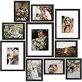 SESEAT Picture Frames Collage, Gallery Wall Frame Set with 11x14 8x10 5x7 4x6 Frames in Black Woodgrain Finishes, Set of 10