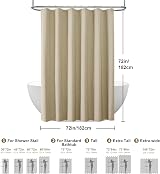 Linen Shower Curtain Taupe 182x182cm with Metal Hooks view 6