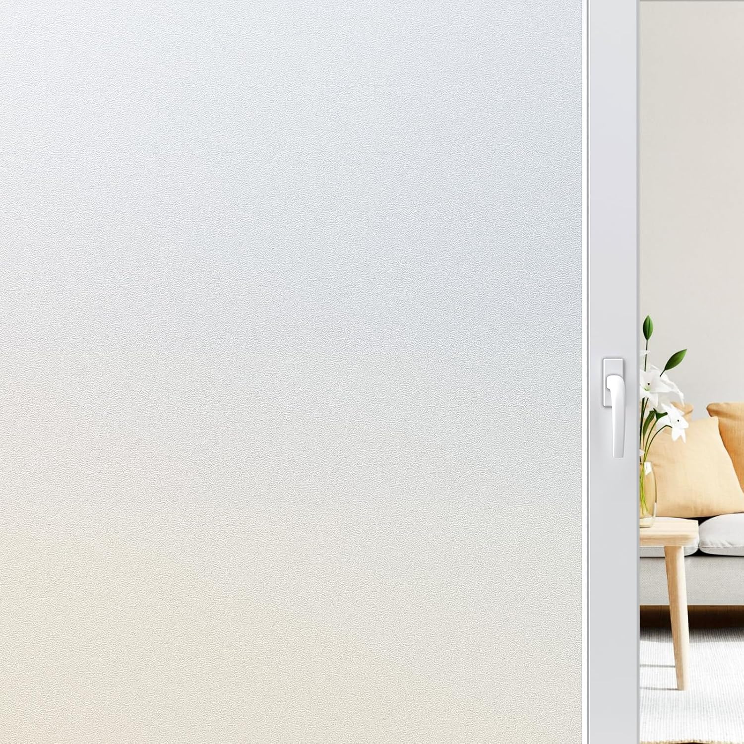 rabbitgoo Window Film Privacy Frosted Window Film Opaque Stickers for Glass Doors Frosting with New Grid Design No Glue Anti UV Self Adhesive Sun Block Home Bathroom Office 90 x 200 cm