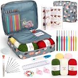 Aeelike 40 PCS Crochet Kit for Beginners Adults with Ergonomic Hooks Storage Bag
