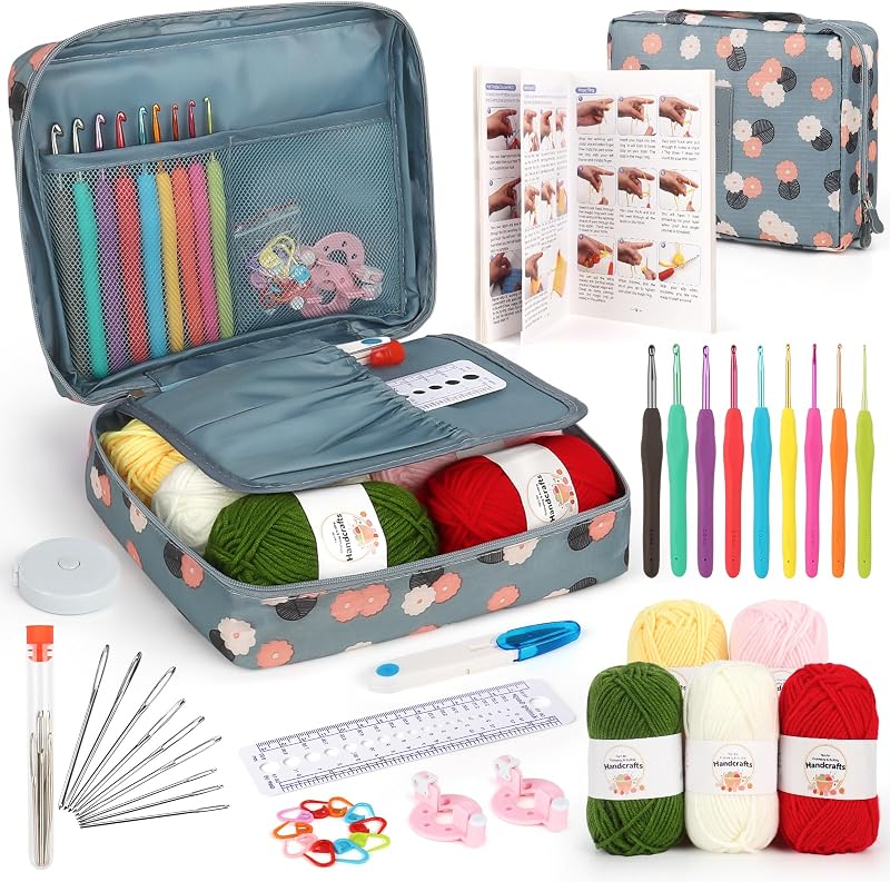 Aeelike 40 PCS Crochet Kit for Beginners Adults with Ergonomic Hooks Storage Bag