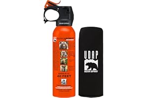 UDAP Pepper Power 12VHP Safety Orange Bear Spray Self Defense Deterrent with Hip Holster and Belt for Camping, Hiking, Fishing, Powerful Blast Pattern, 30 feet Fog Barrier, 7.9 oz