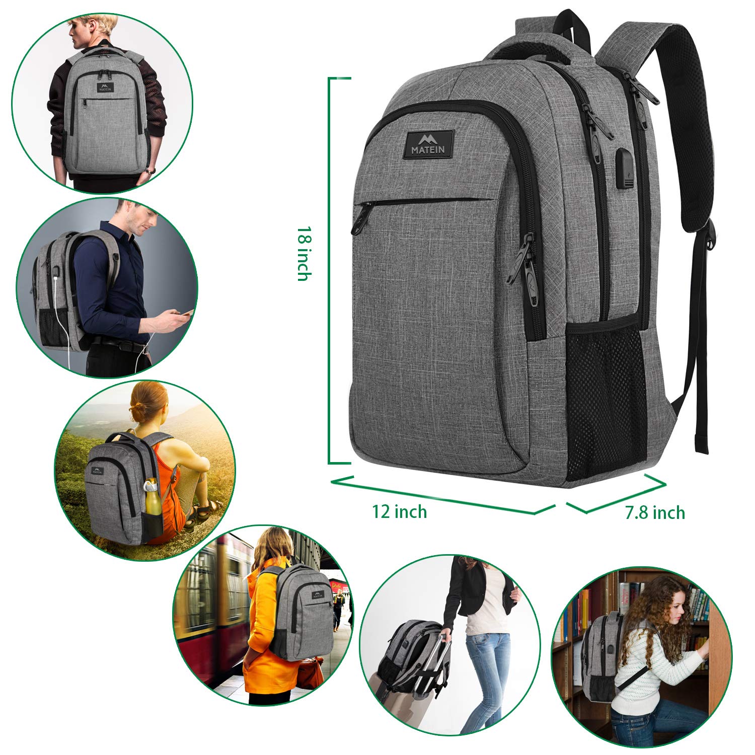 Mua Matein Travel Laptop Backpack, Business Anti Theft Slim Durable
