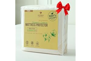 MATTSHIELD ORIGINAL Waterproof Organic Mattress Protector Twin - Organic Cotton Breathable Mattress Pad Cover - 250 GSM Comfort - Deep Pocket - Fitted Comfort