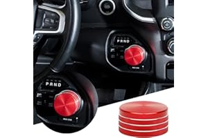 JWWY Gear Shift Shifter Switch Knob Transmission Gear Lever Gearstick Selector Knob Cover Trim for Dodge 2018-2025+ Dodge RAM 1500 Interior Accessories Special Editions, Red Aluminum Alloy