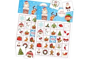 Funnlot Christmas Bingo for Kids Christmas Bingo Game for Large Group Holiday Bingo Christmas Bingo Game for 24 Players Xmas Gifts for Preschool Classroom Family Activity Snowman Bingo
