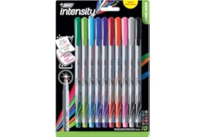 BIC Intensity Fineliner Marker Pens, Medium Point (0.7mm), Assorted Colors, Smooth Application, 10-Count