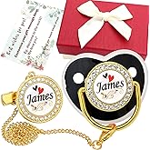 Personalized Pacifier Set with Name, BPA Free, Bling Gold Silver Pink Rose Gold Luxurious Ideal Gift for Newborns (Black)